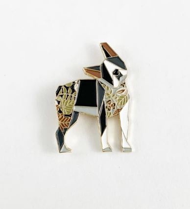 Origami Boston Dog Enamel Pin