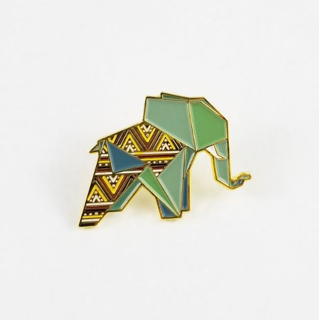Origami Elephant Enamel Pin