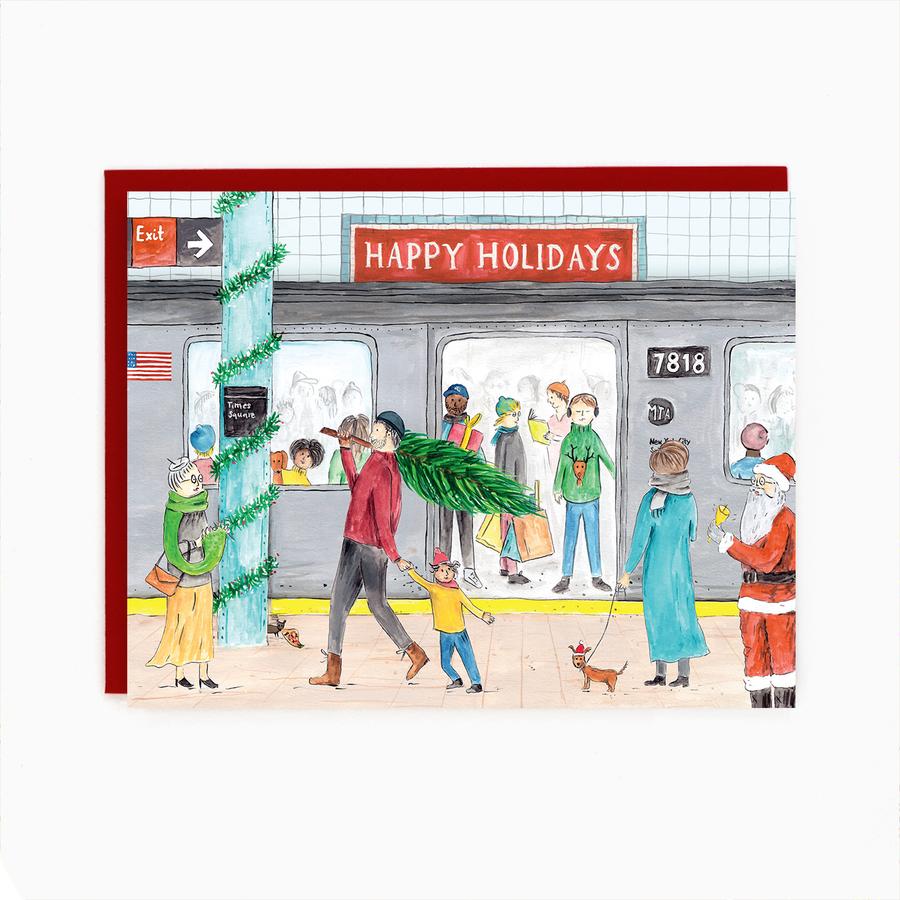 Holiday Subway Scene Card
