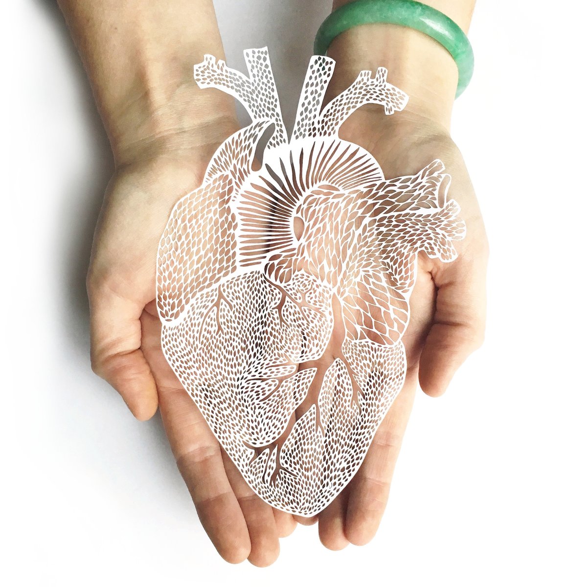 Anatomical Heart (white) Papercut Art