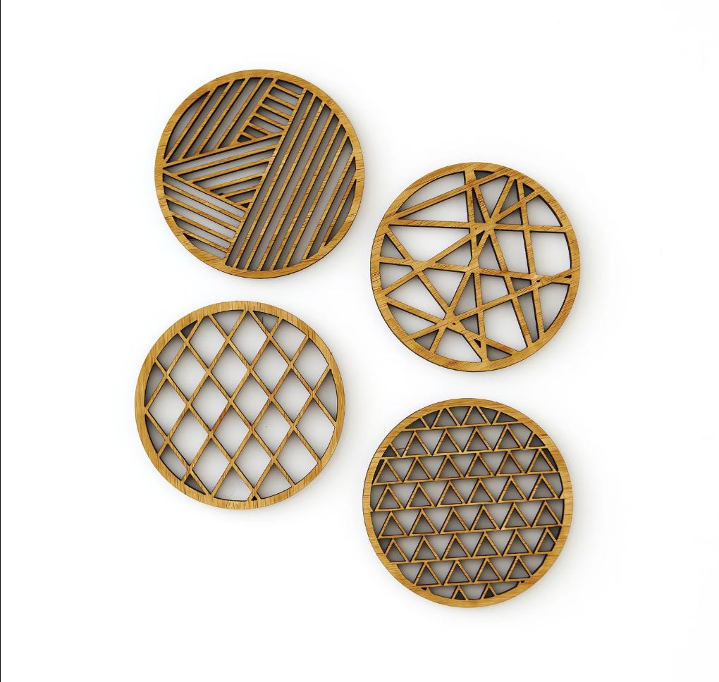 Geo Bamboo Coaster Set