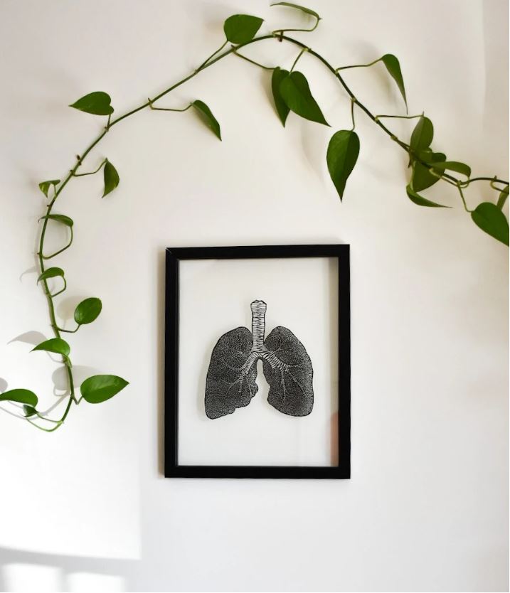 Anatomical Lungs (black) Papercut Art