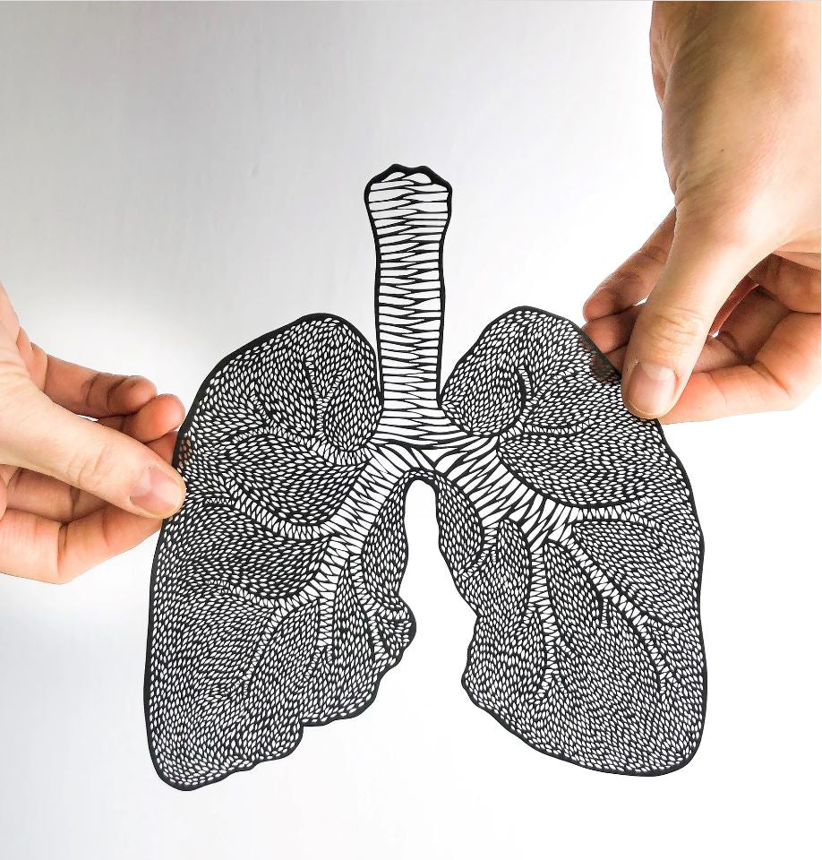 Anatomical Lungs (black) Papercut Art