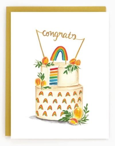 Paperhood - Rainbow Wedding Cake Card
