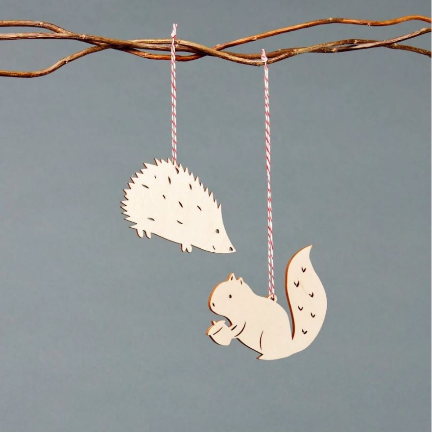 Squirrel & Hedgehog Ornament Set