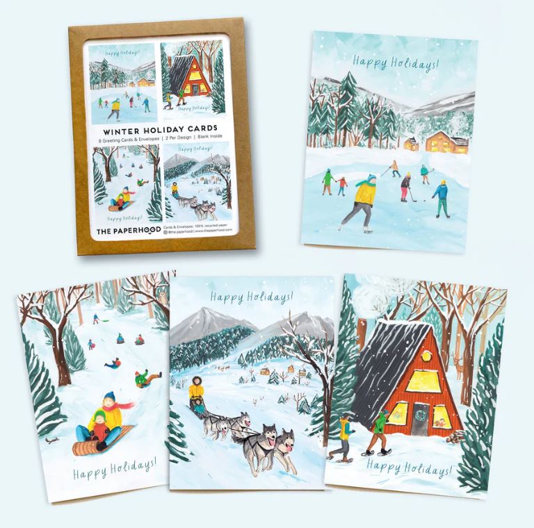 Paperhood - Assorted Box of 8 'Winter Nature' Holiday Cards
