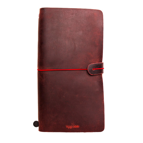 'Explore' Leather Bound Traveler's Notebook - Large Oxblood