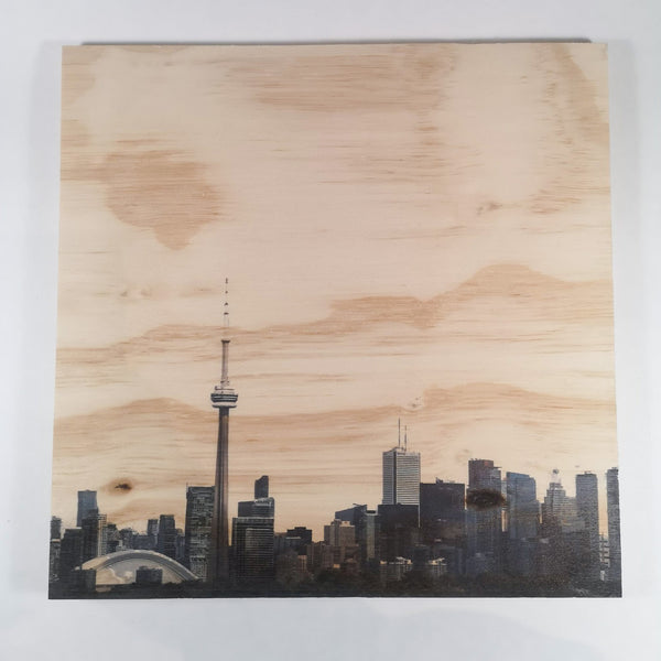 Resurfaced - Toronto Skyline (without sky) Wood Print 12x12"