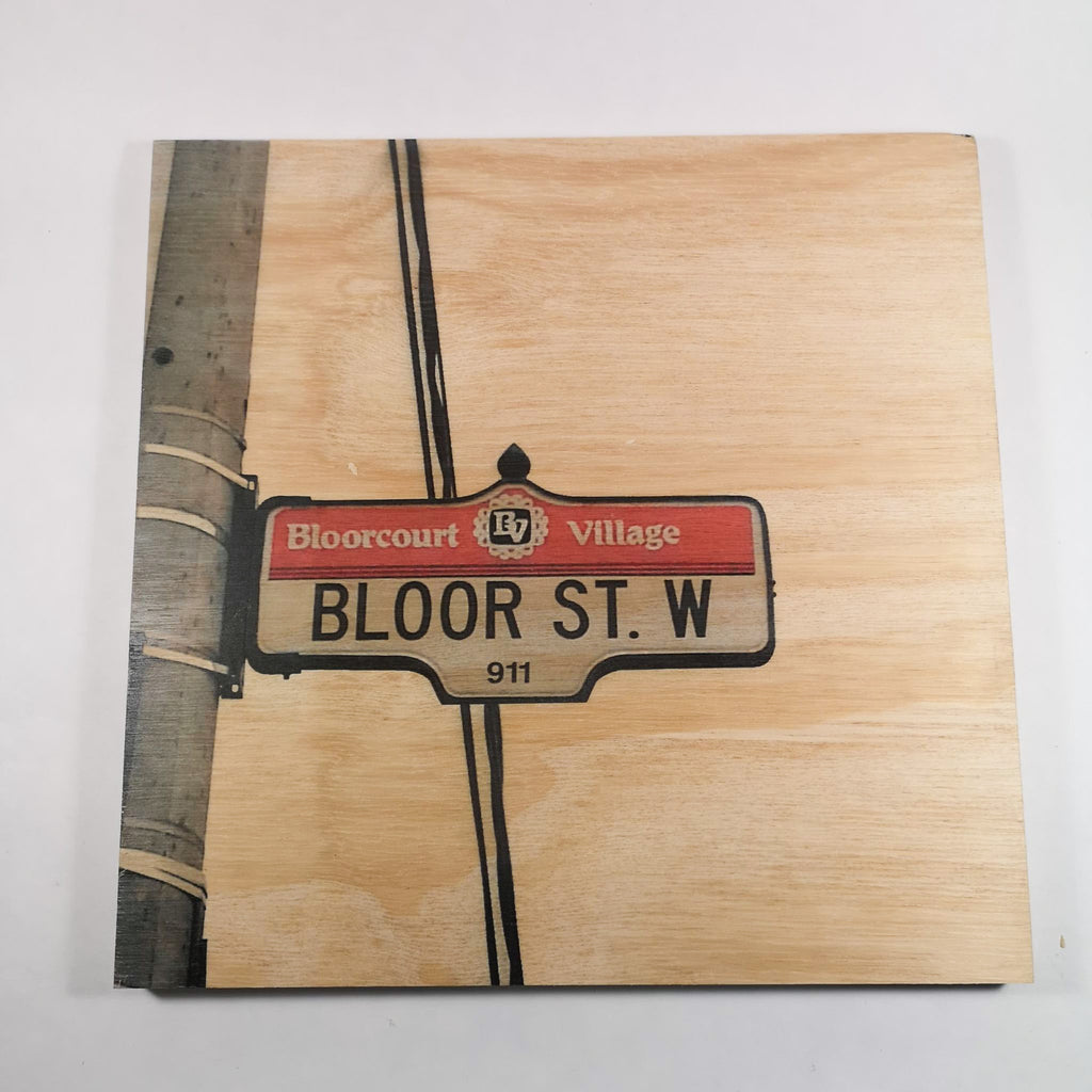 Resurfaced - Bloorcourt Street Sign Wood Print 12x12"