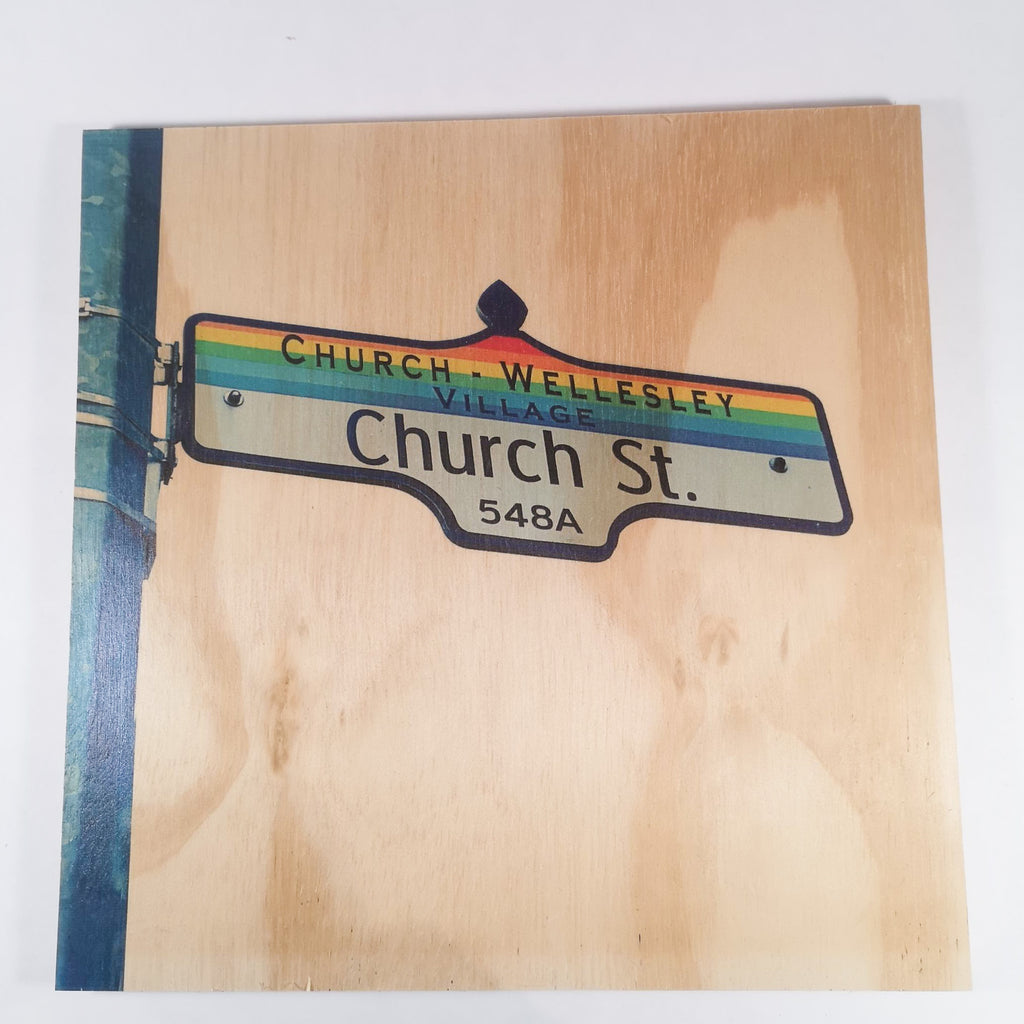 Resurfaced - Church St. Sign Wood Print 12x12"