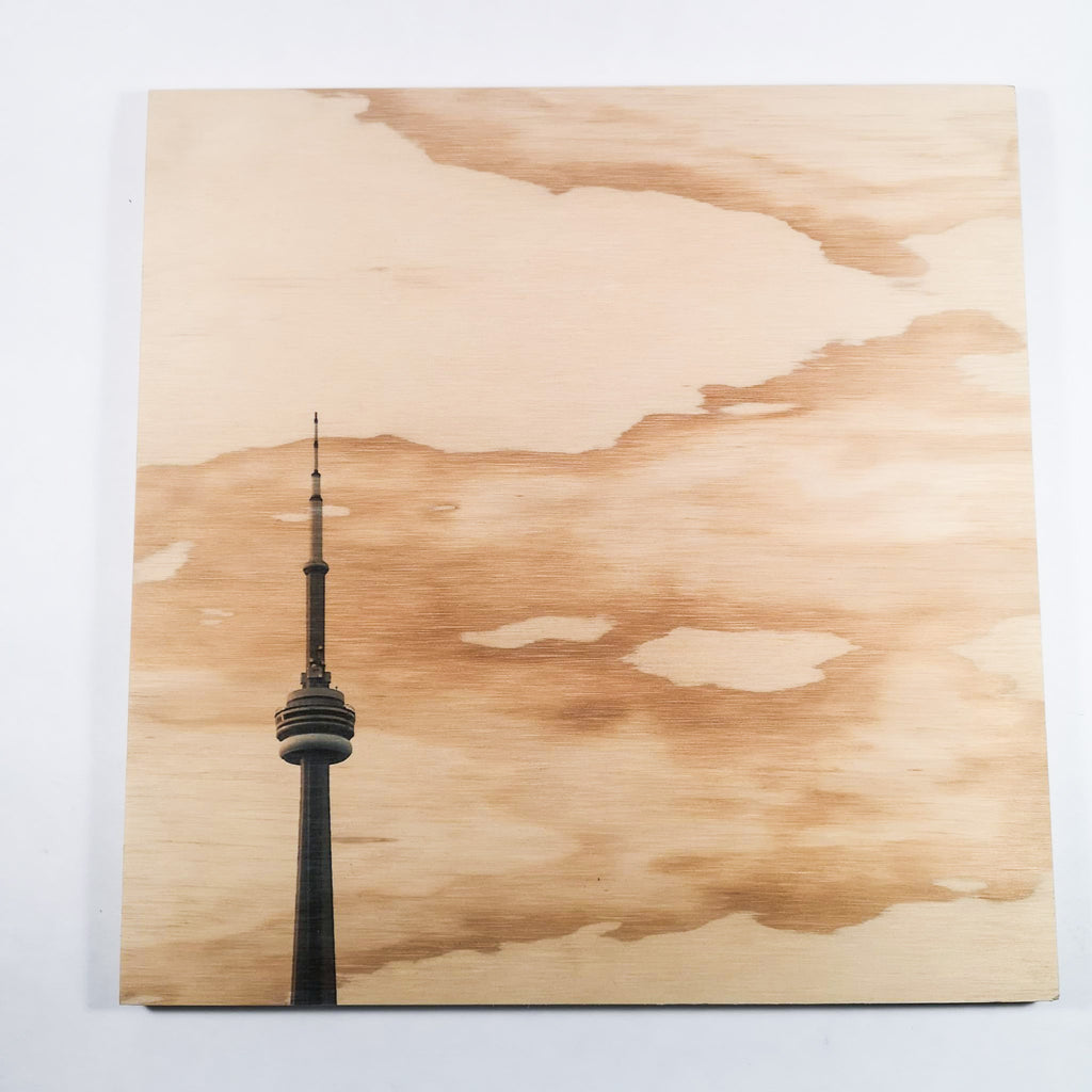 Resurfaced - CN Tower Wood Print 12x12"