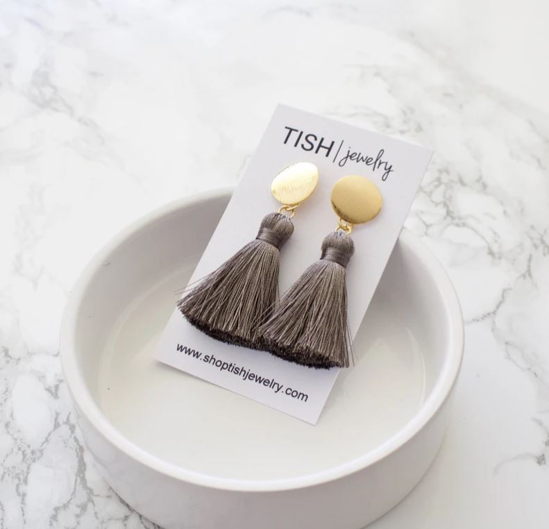 Halo Tassel Earrings - Grey