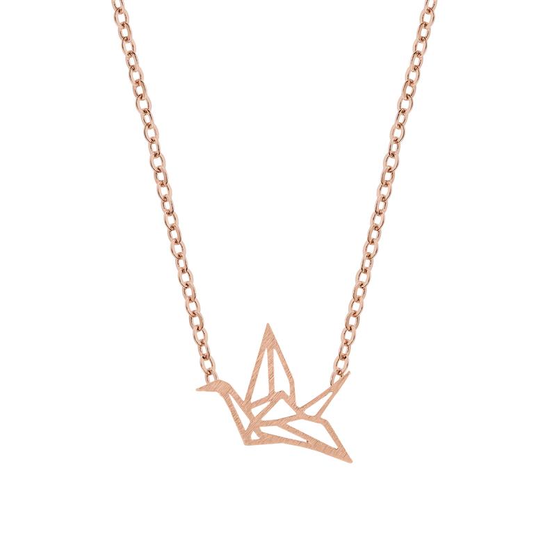 PRYSM - Origami Crane Necklace Rose Gold