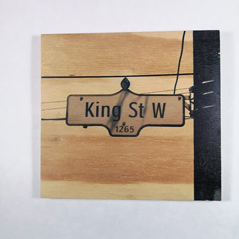 Resurfaced - King St. Sign Wood Print 8x8"