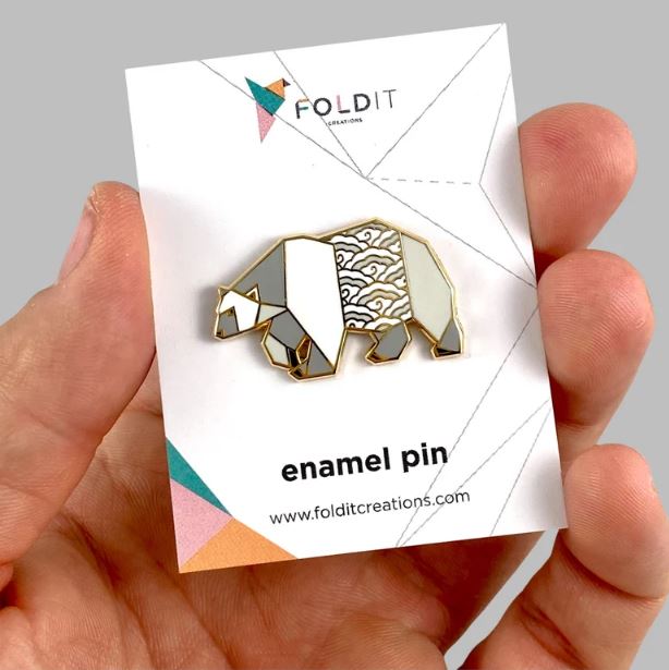 Origami Polar Bear Enamel Pin