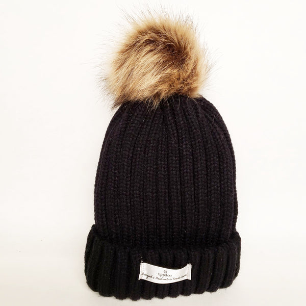 Uppdoo Studio - Pom pom Beanie Wool Blended Hat (Black)