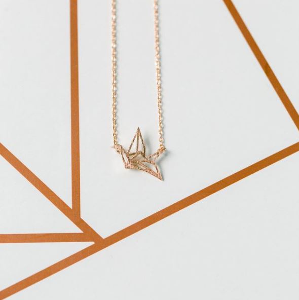PRYSM - Origami Crane Necklace Rose Gold