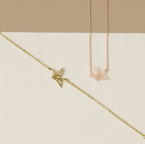 PRYSM - Origami Crane Necklace Rose Gold