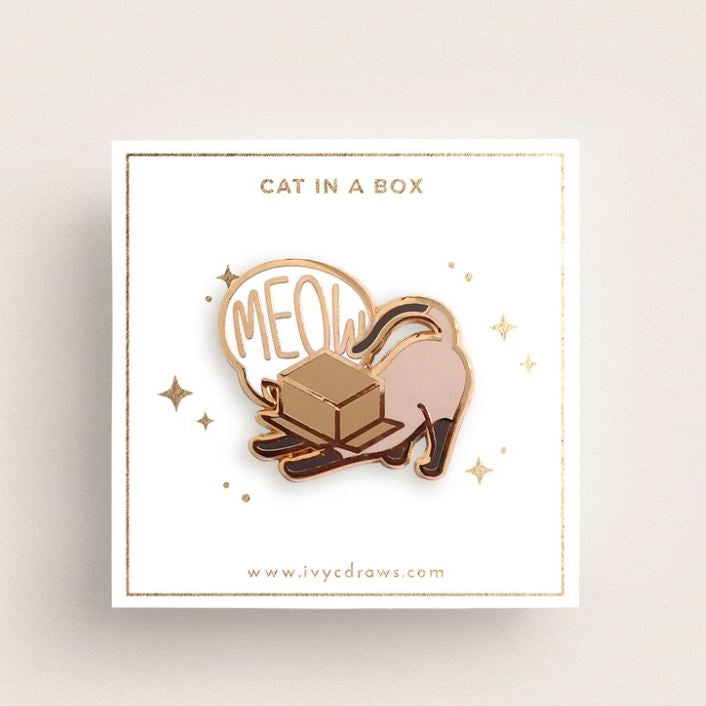 Siamese Cat in a Box Pin
