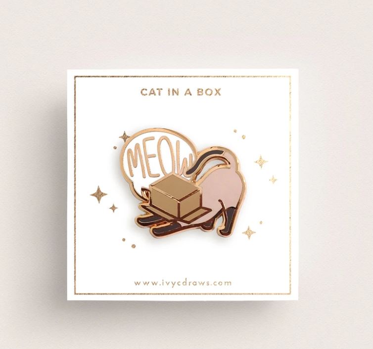 Ivy c Draws - Siamese Cat in a Box Pin